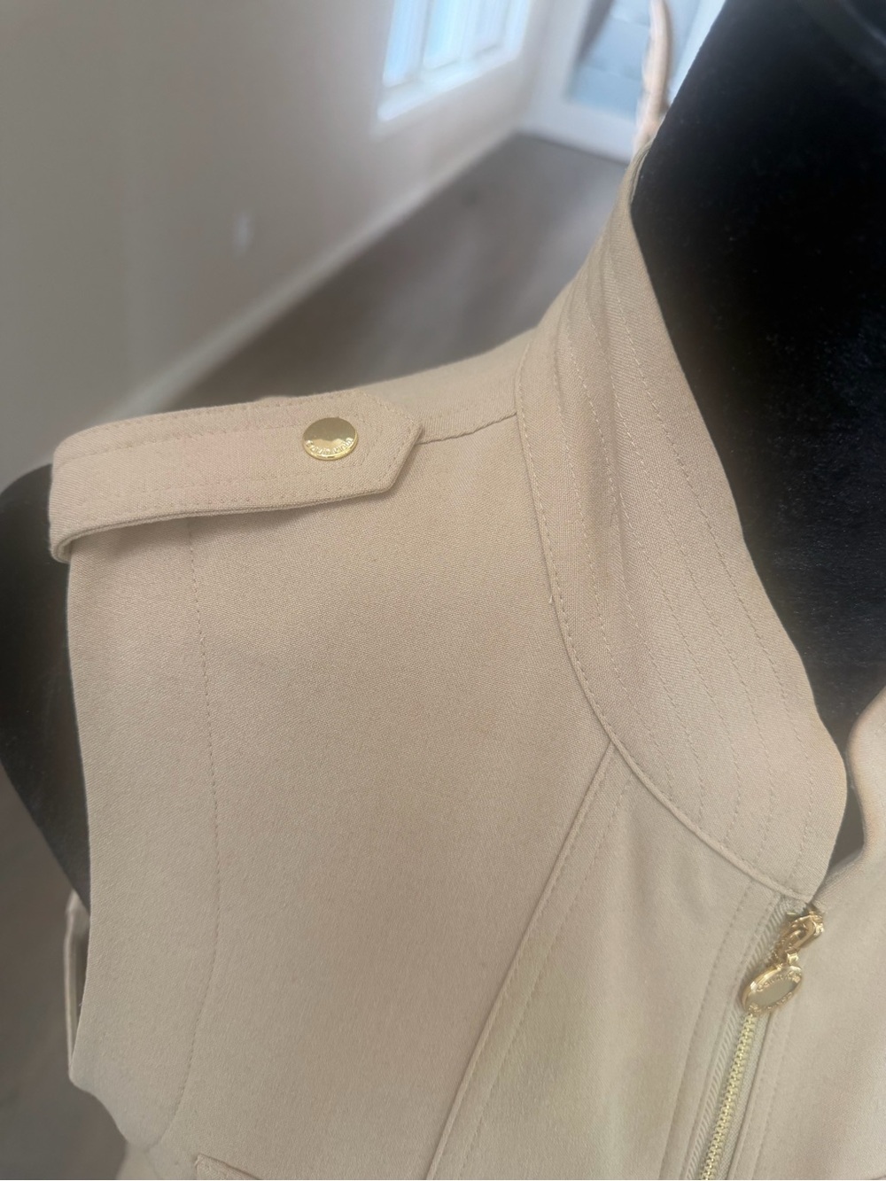 Calvin Klein Sleeveless Khaki Utility Shift Dress - Picture 5 of 7